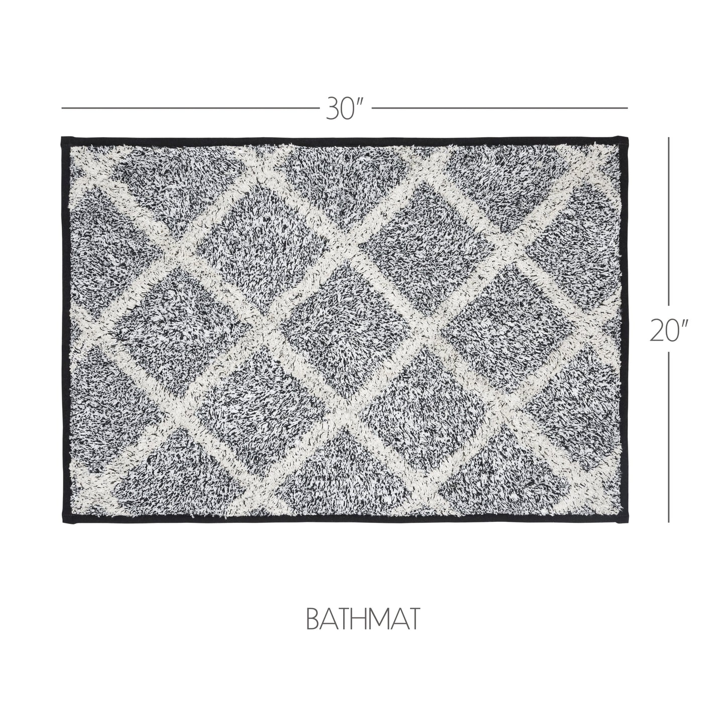 Frayed Lattice Creme & Black Bathmat 20x30