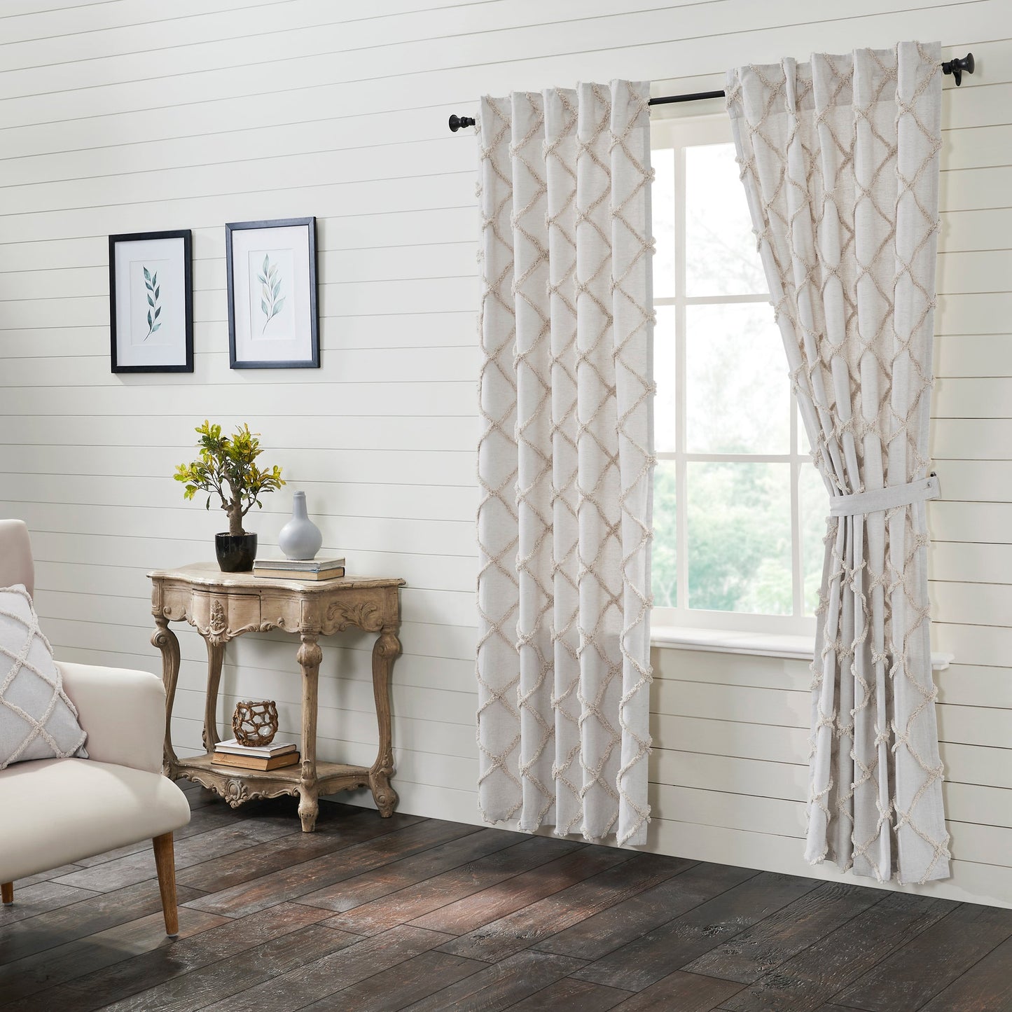 Frayed Lattice Oatmeal Panel Set of 2