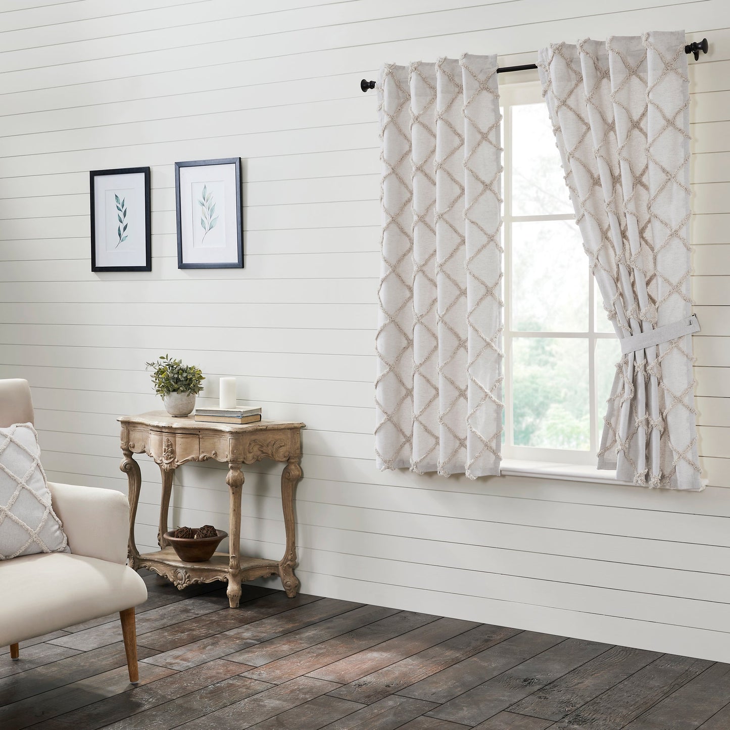 Frayed Lattice Oatmeal Short Panel Set of 2