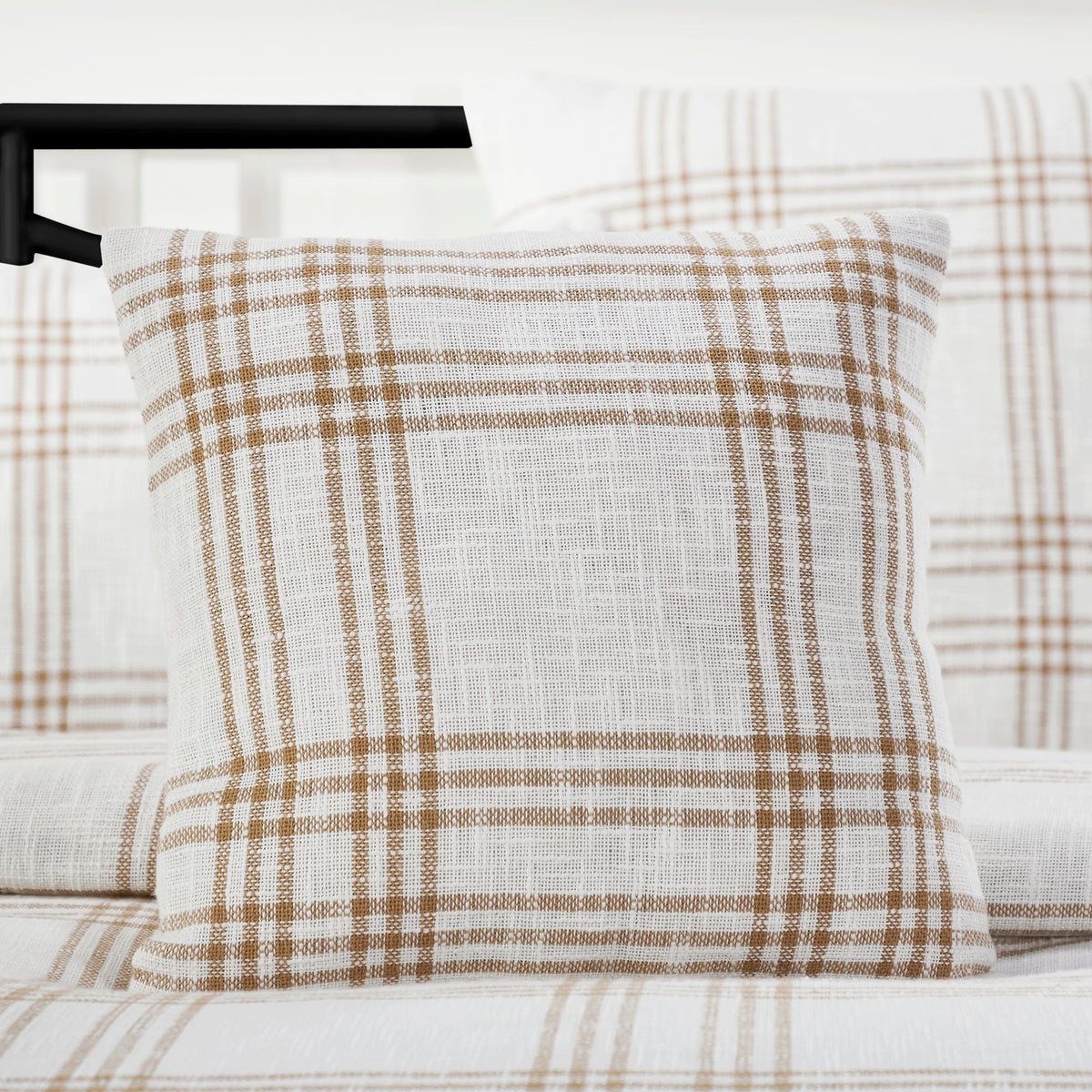 Wheat Plaid Fabric Pillow