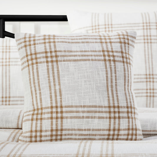 Wheat Plaid Fabric Pillow