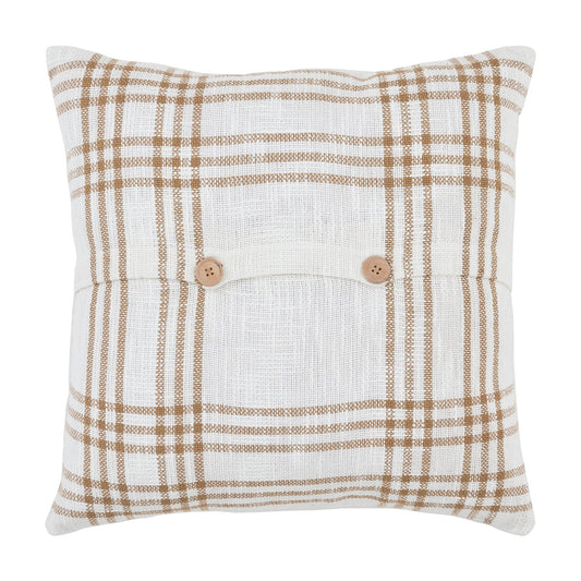 Wheat Plaid Fabric Pillow 18x18