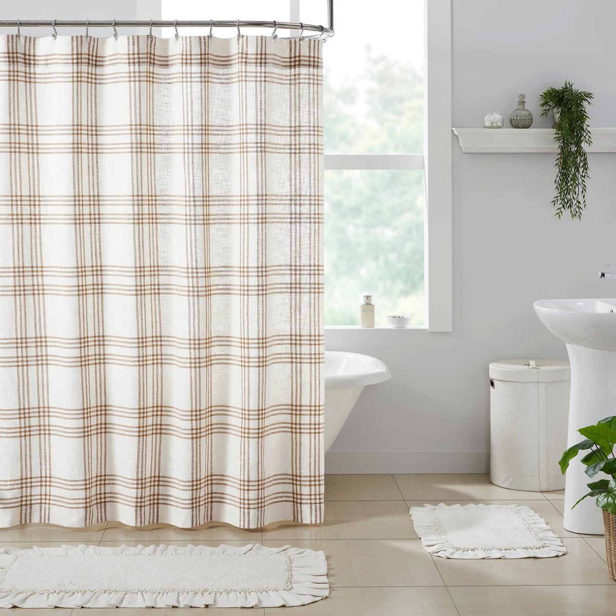 Wheat Plaid Shower Curtain