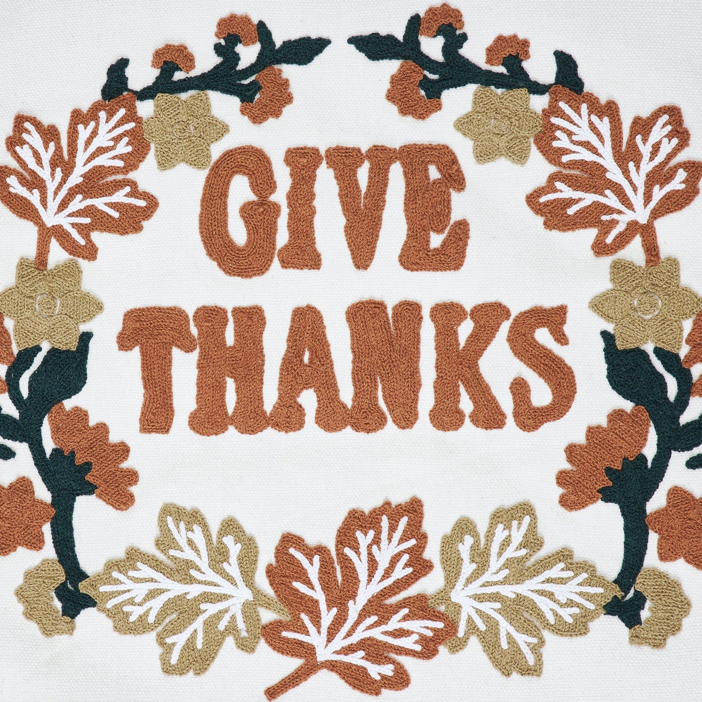 Thanksgiving Fall Harvest Wheat Plaid Give Thanks Throw Pillow 18x18 Rustic Farmhouse Decorative Home Accent