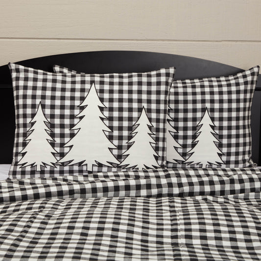Vintage Check Black Tree King Sham 37Lx21W