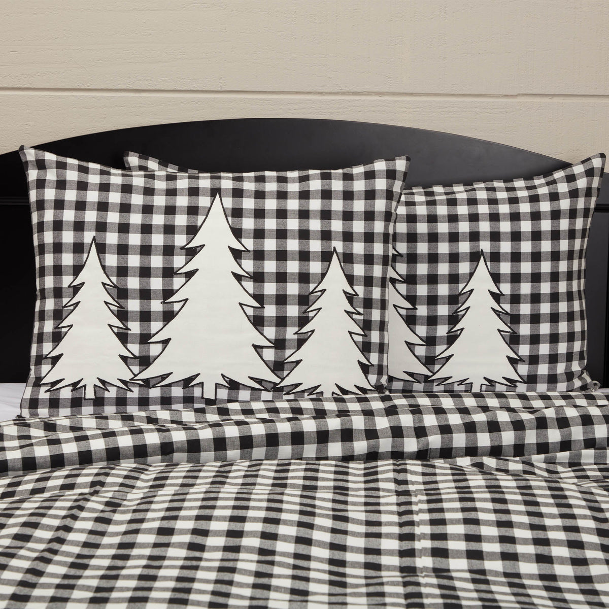 Vintage Check Black Tree King Sham