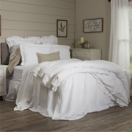 Provincial Linen White Queen Bedspread 78Lx56W+36