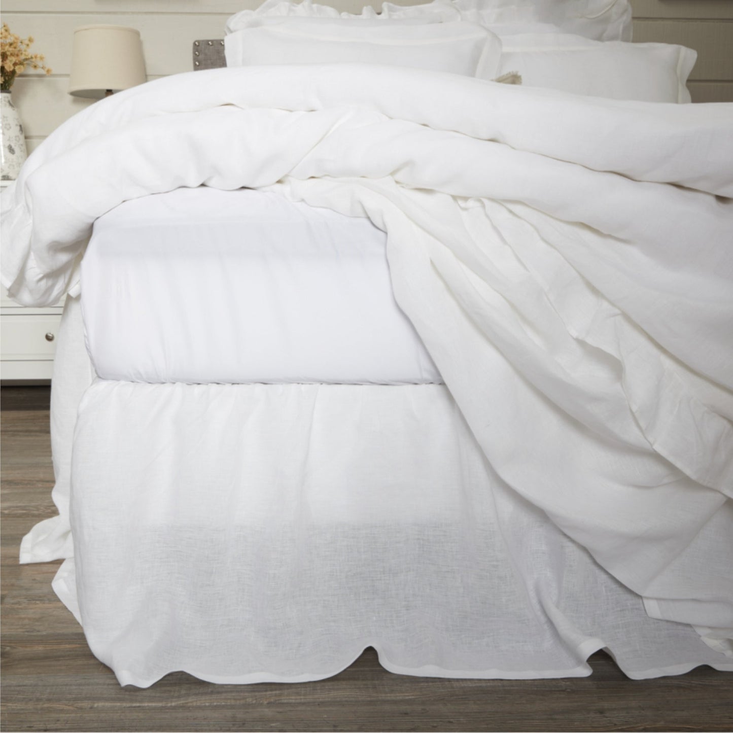Provincial Linen White King Bed Skirt 80Lx78Wx21