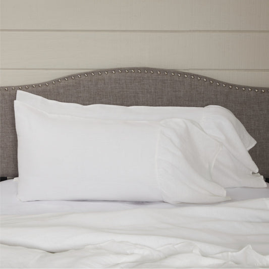 Provincial Linen White King Pillow Case Set of 2 +14