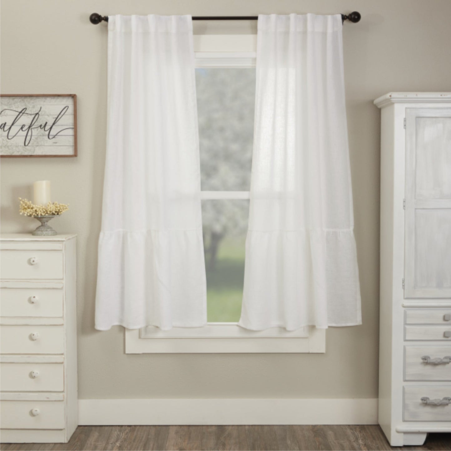 Provincial Linen White Short Panel Set of 2