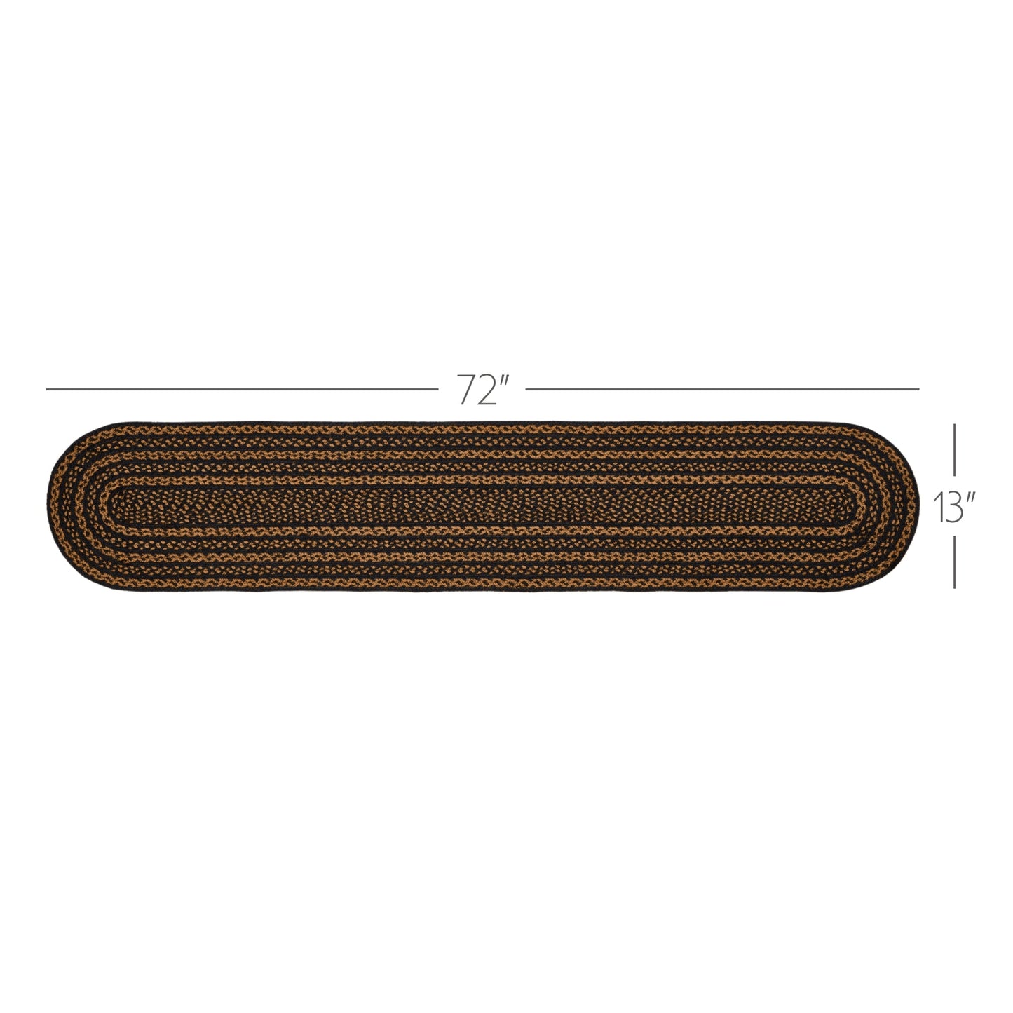 Black & Tan Jute Oval Runner 13x72