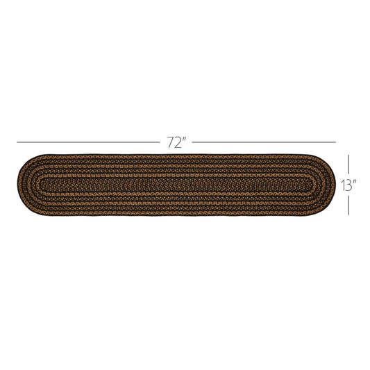 Black & Tan Jute Oval Runner 13x72
