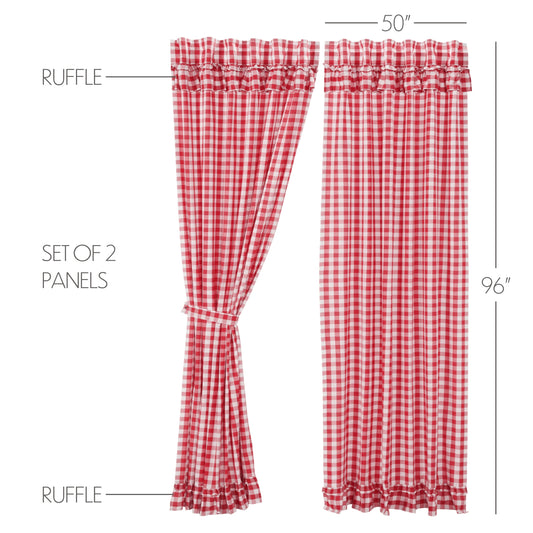 Annie Buffalo Red Check Ruffled Panel Set of 2 96x50