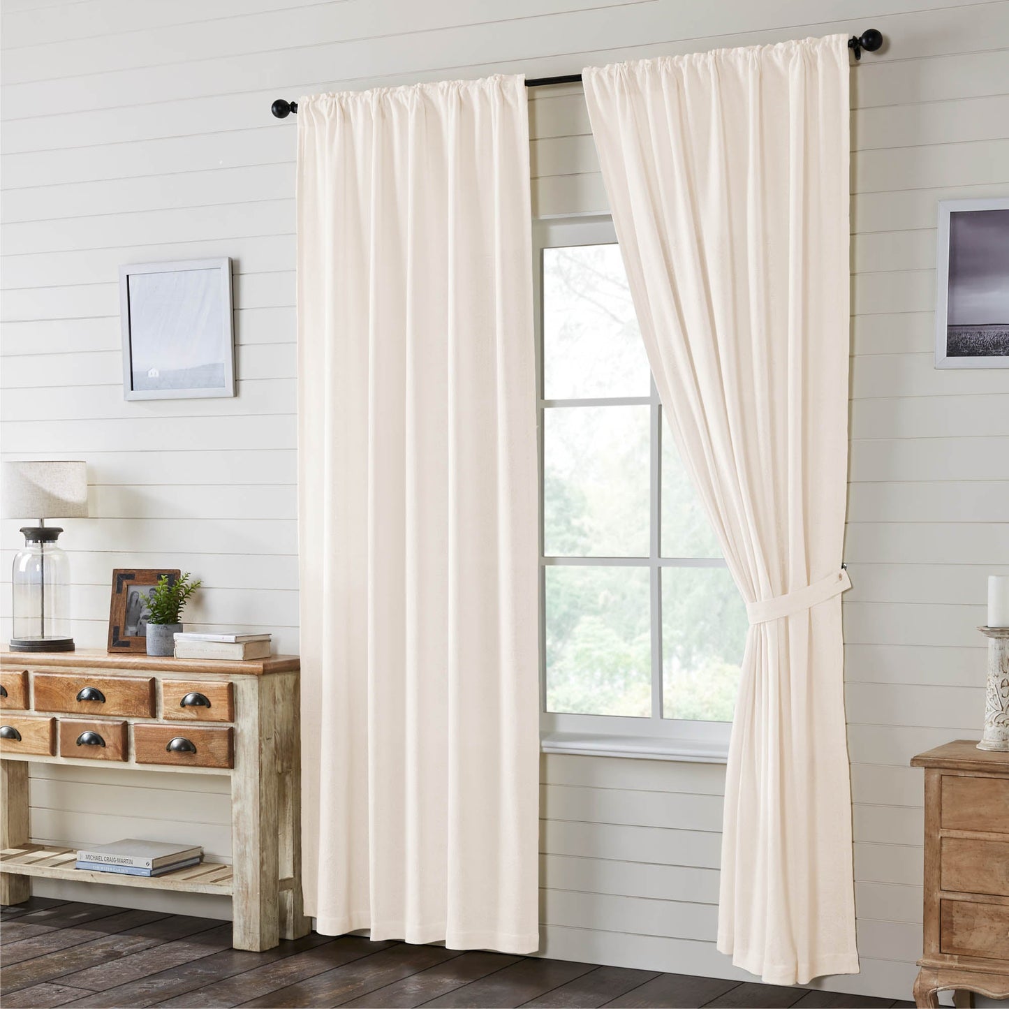 Burlap Antique White Panel Set of 2