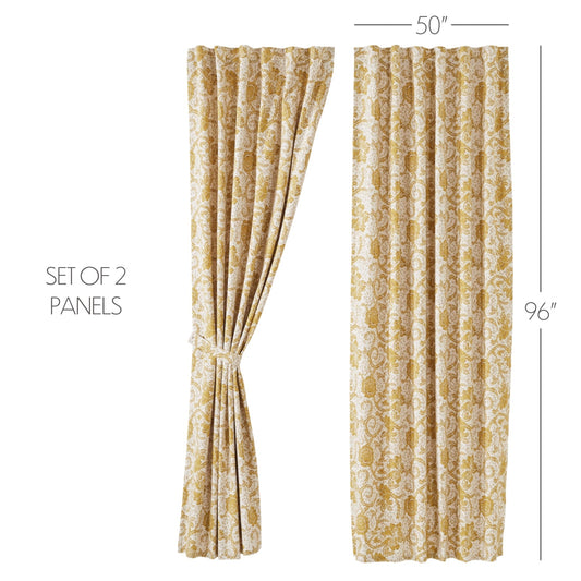 Dorset Gold Floral Panel Set of 2 96x50