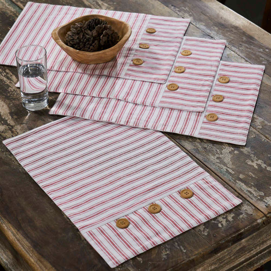Timeless Ticking Red Placemat Set of 4 18Lx12W