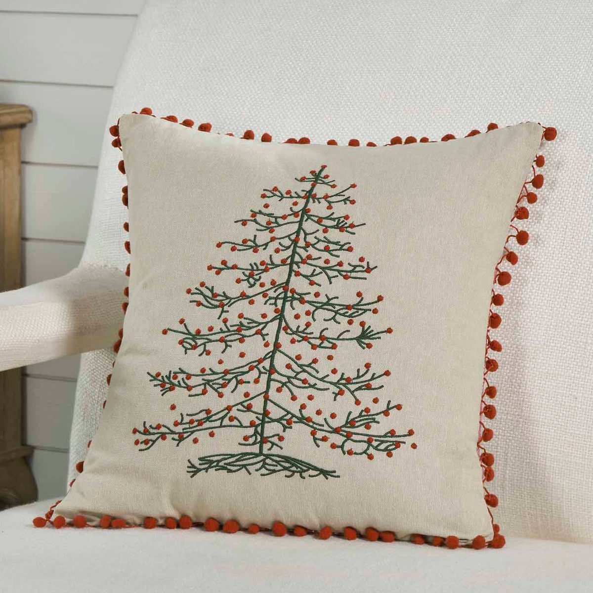 Timeless Ticking Red Tree Pillow Cover