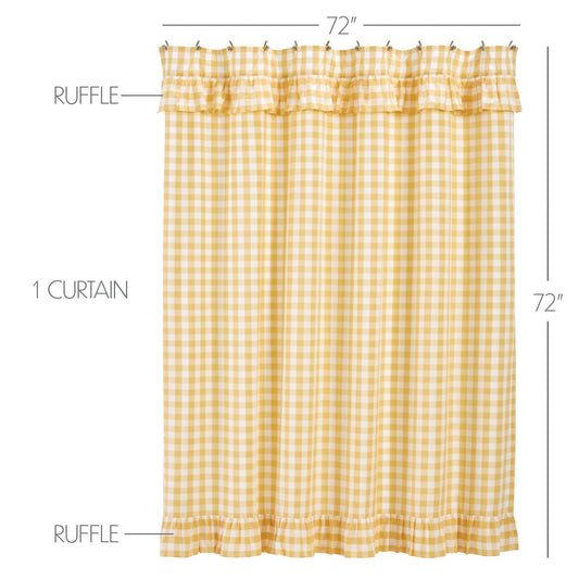 Annie Buffalo Yellow Check Ruffled Shower Curtain 72x72