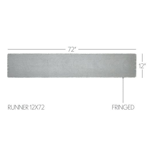 Burlap Dove Grey Runner Fringed 12x72