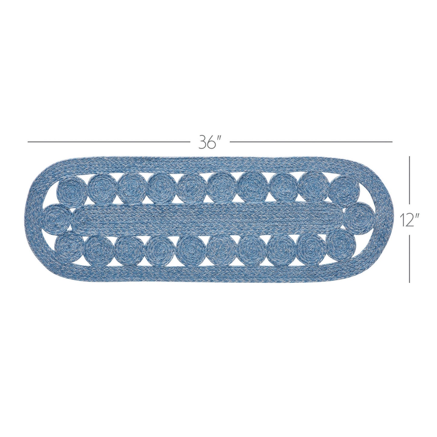 Celeste Blended Blue Indoor/Outdoor Runner Oval 12x36