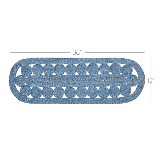 Celeste Blended Blue Indoor/Outdoor Runner Oval 12x36