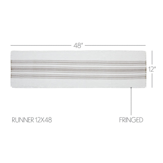 Antique White Stripe Dove Grey Indoor/Outdoor Runner 12x48