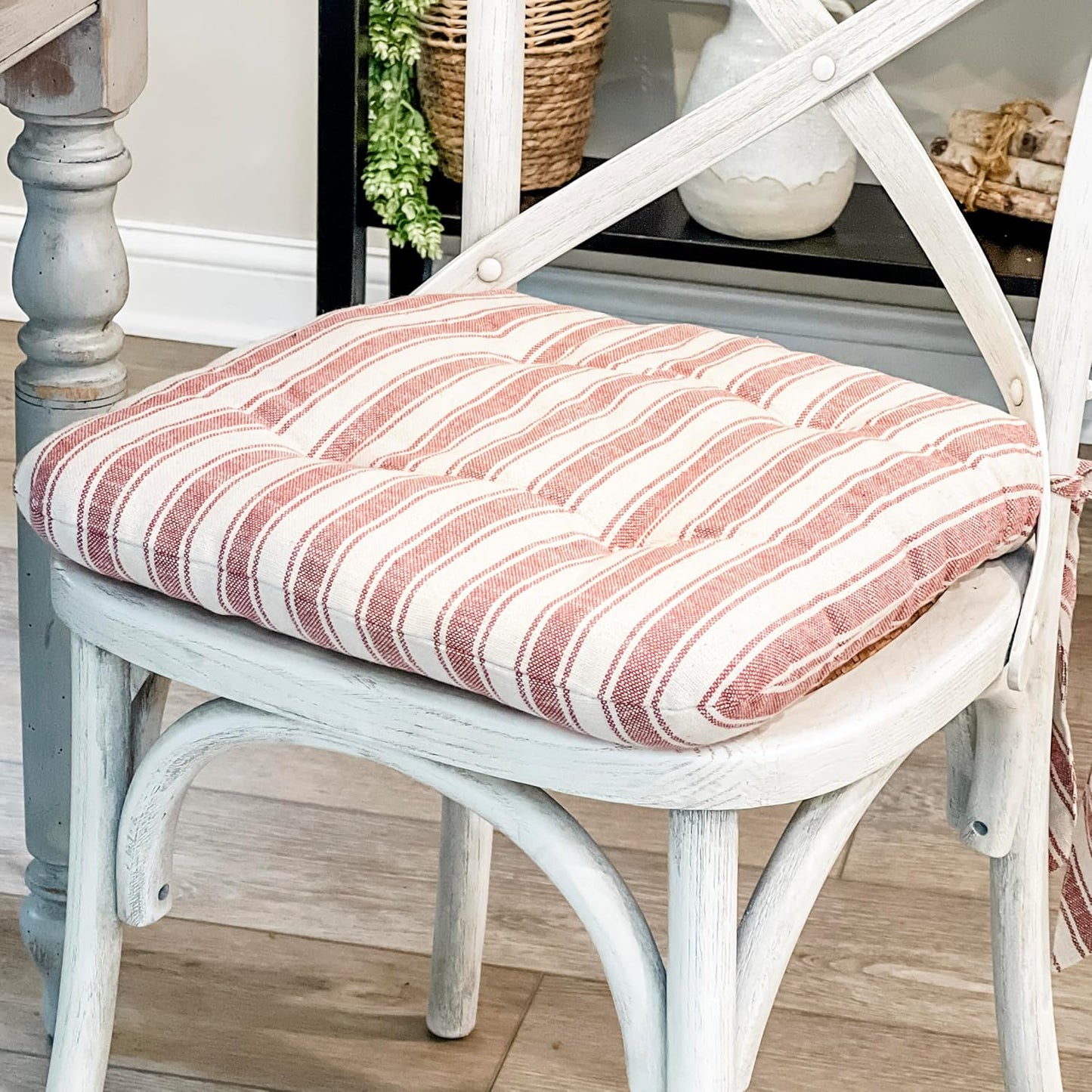 Market Place Red Ticking Stripe Chair Pad