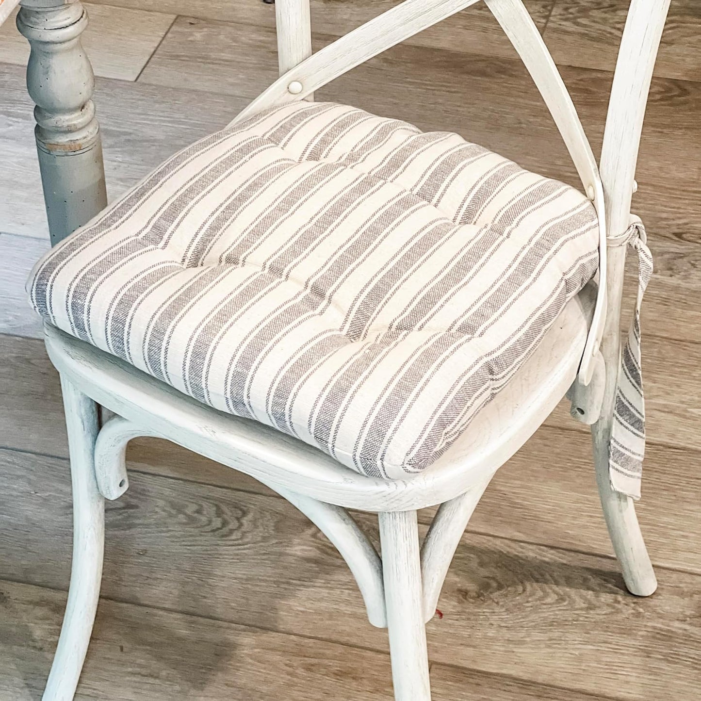 Market Place Gray Ticking Stripe Chair Pad