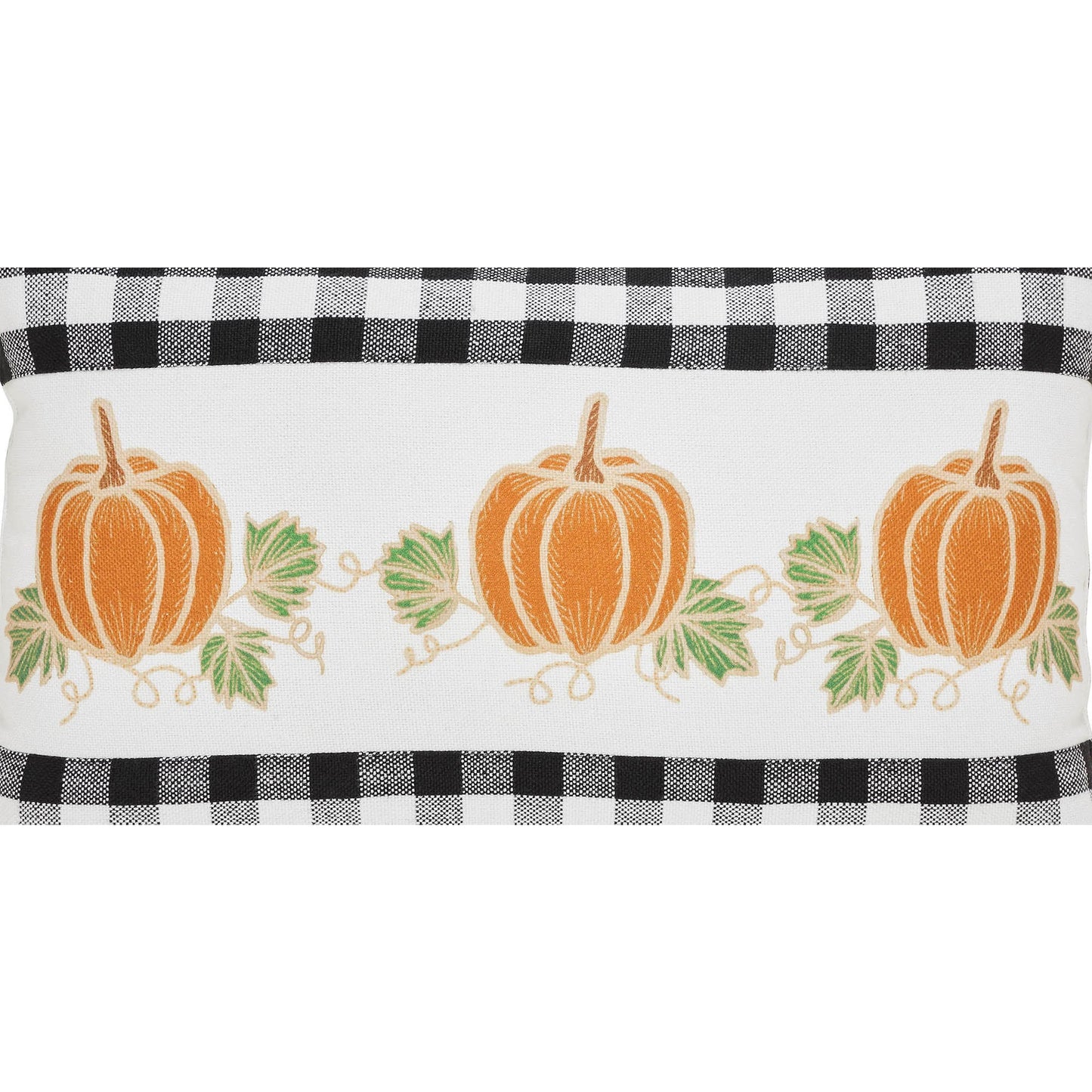 Annie Black Check Farmhouse Fall Harvest Pumpkin Patch Lumbar Throw Pillow 14x22