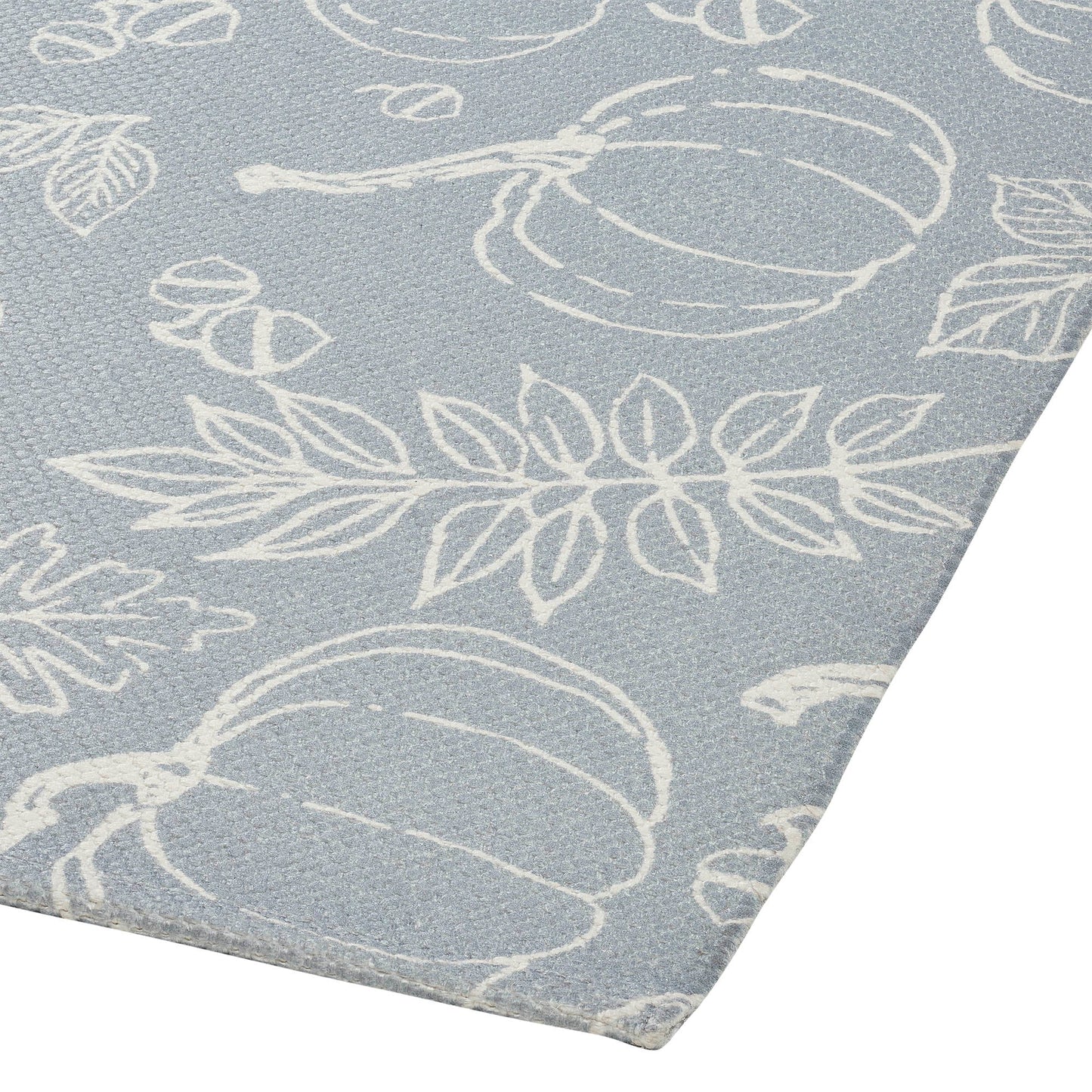 Grey Pumpkin Silhouette Indoor Outdoor Accent Rug Fall Autumn Polypropylene Rectangle Doormat 17x36 Inch