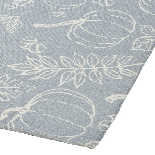 Grey Pumpkin Silhouette Indoor Outdoor Accent Rug Fall Autumn Polypropylene Rectangle Doormat 17x36 Inch