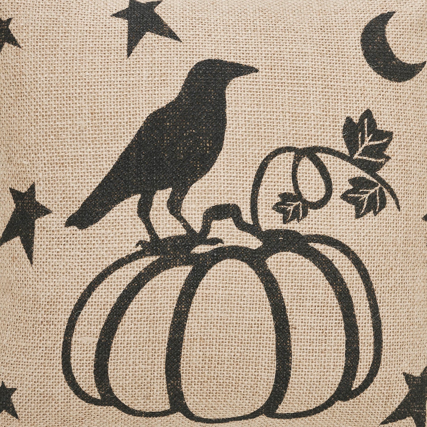 Raven Harvest Farmhouse Decorative Throw Pillow Burlap Jute, 12x12 Inch, Autumn Rustic Accent