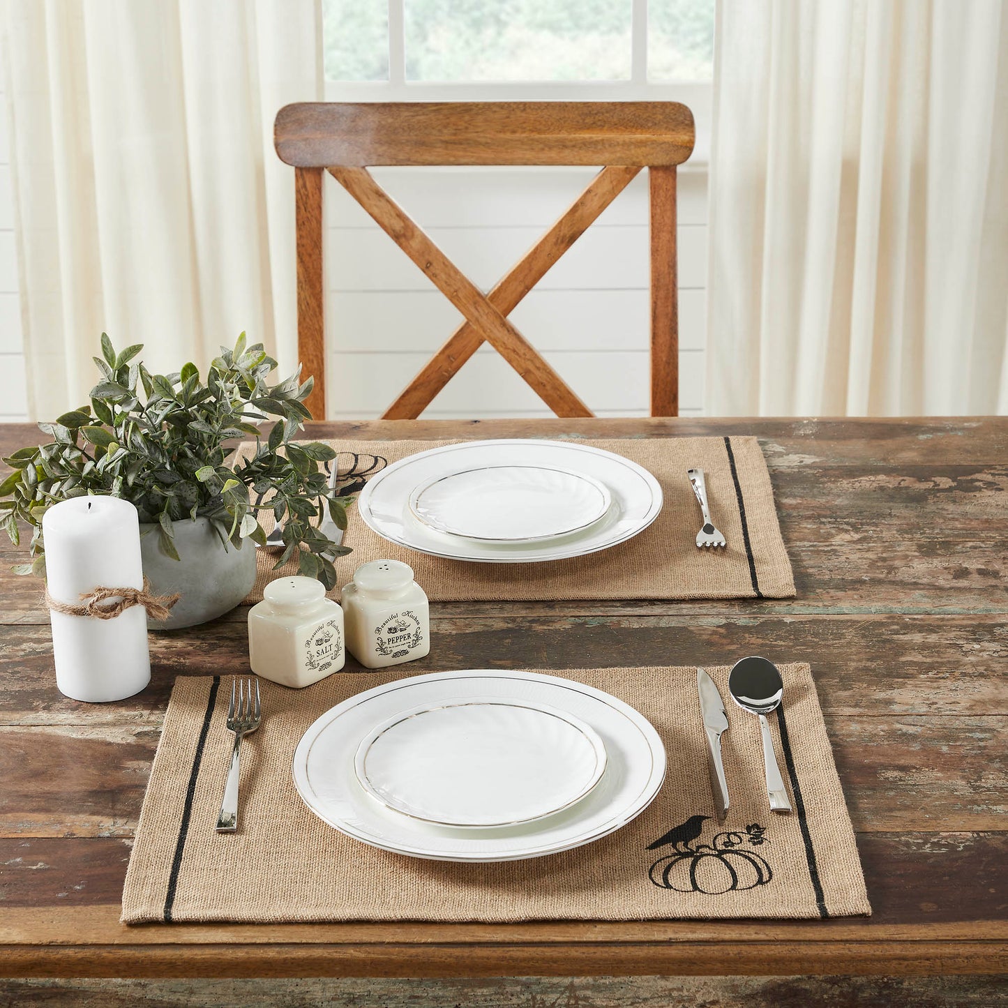 Raven Harvest Farmhouse Rustic Natural Jute Burlap Placemat Set (2) Inch Table Mats