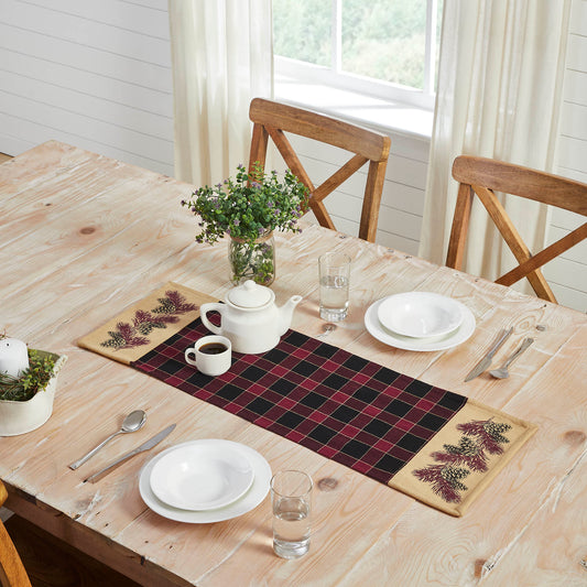 Connell Rustic Lodge Farmhouse Pinecone Fabric Table Runner Inch Home Decor