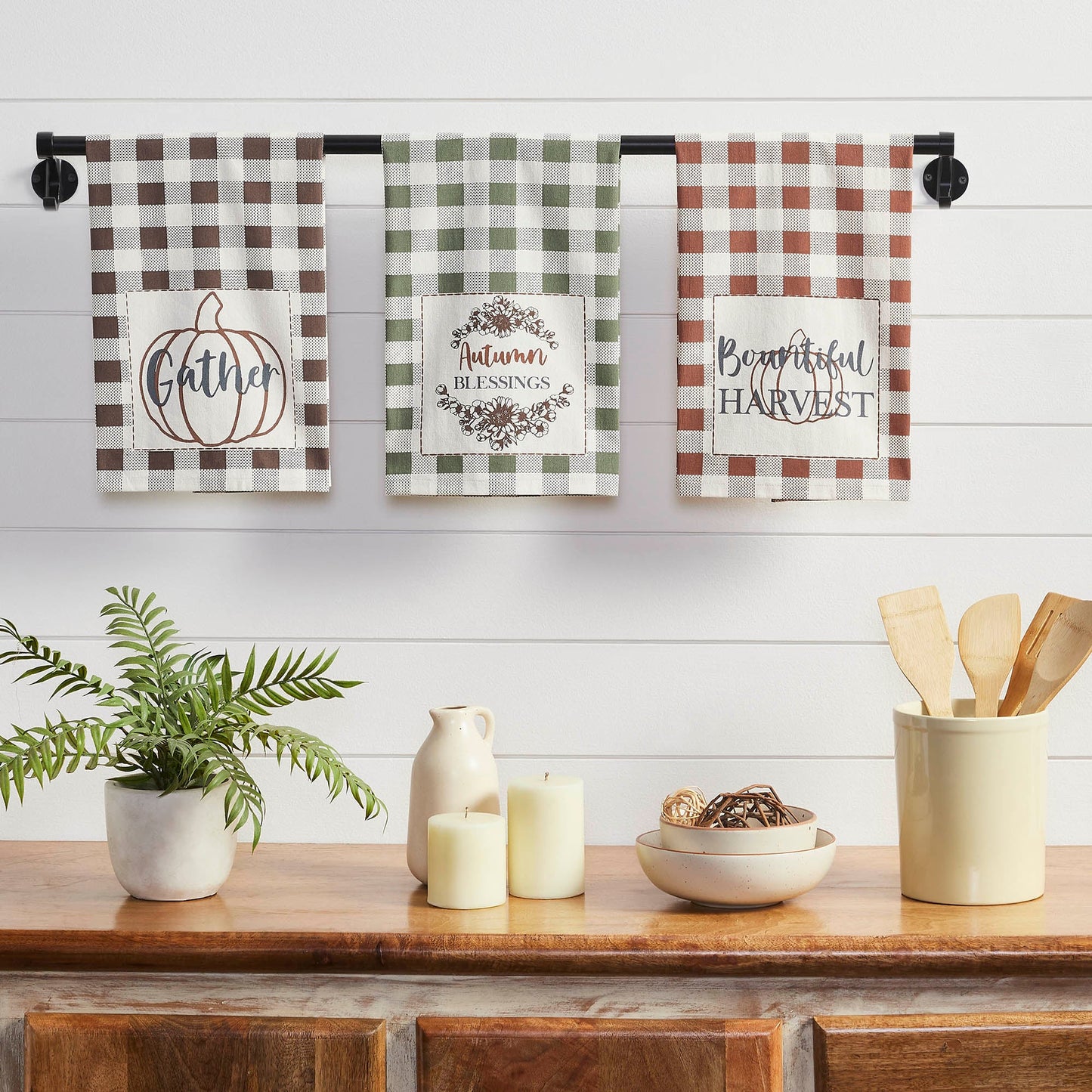 Bountifall Fall Harvest Kitchen Tea Towels Set of 3 ( Inch) Autumn Decorative Dish Towels