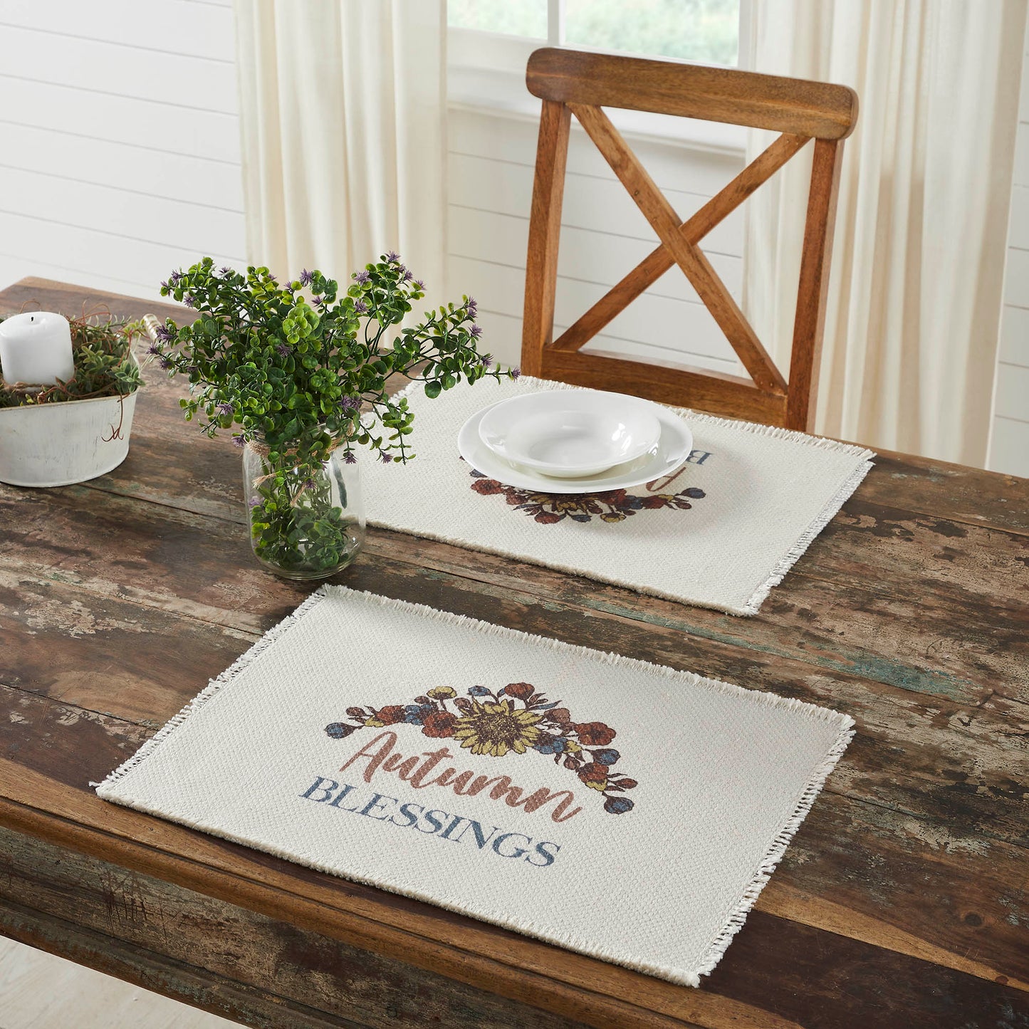 Bountifall Autumn Blessings Farmhouse Fall Harvest Cotton Placemat Set of 2