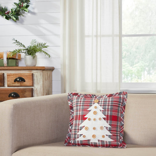 Gregor Plaid Button Tree Pillow