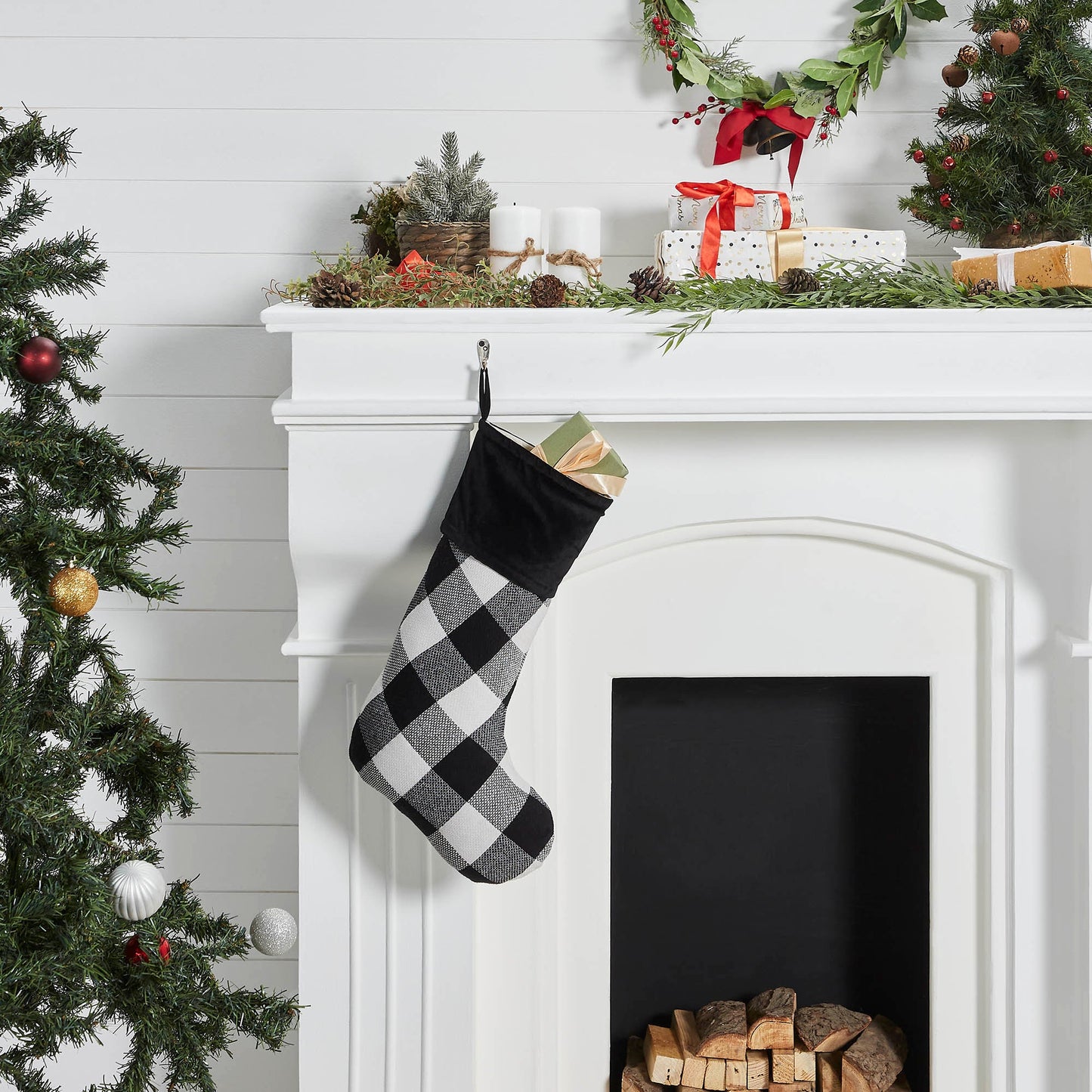Annie Black Check Stocking