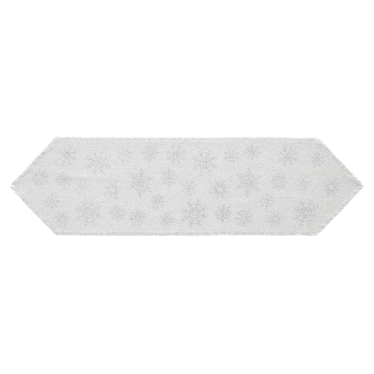 Yuletide Burlap Antique White Snowflake Runner 12x48