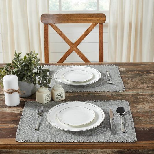 Yuletide Burlap Dove Grey Snowflake Placemat Set of 2