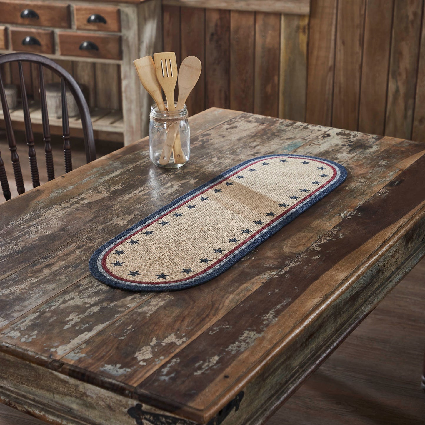 My Country Oval Runner Stencil Stars 12x36