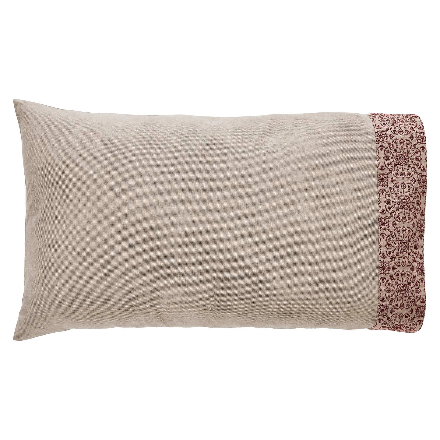 Custom House Burgundy Tan Jacquard Standard Pillow Case Set of 2 21x30+4