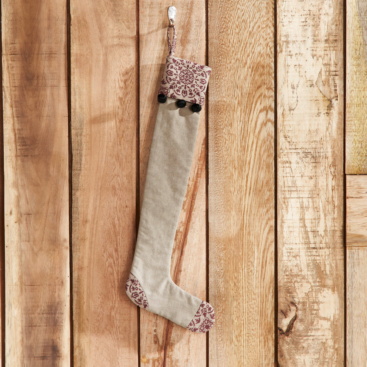 Custom House Burgundy Tan Jacquard Prim Stocking