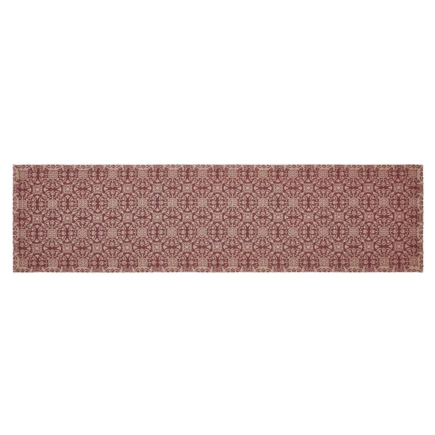 Custom House Burgundy Tan Jacquard Runner 12x48