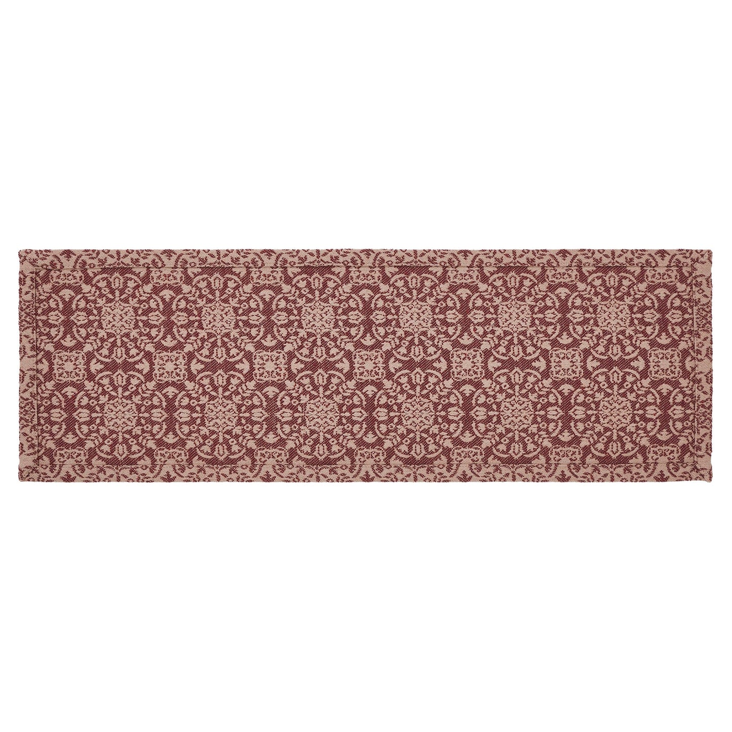Custom House Burgundy Tan Jacquard Runner 8x24