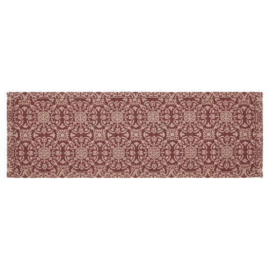 Custom House Burgundy Tan Jacquard Runner 8x24