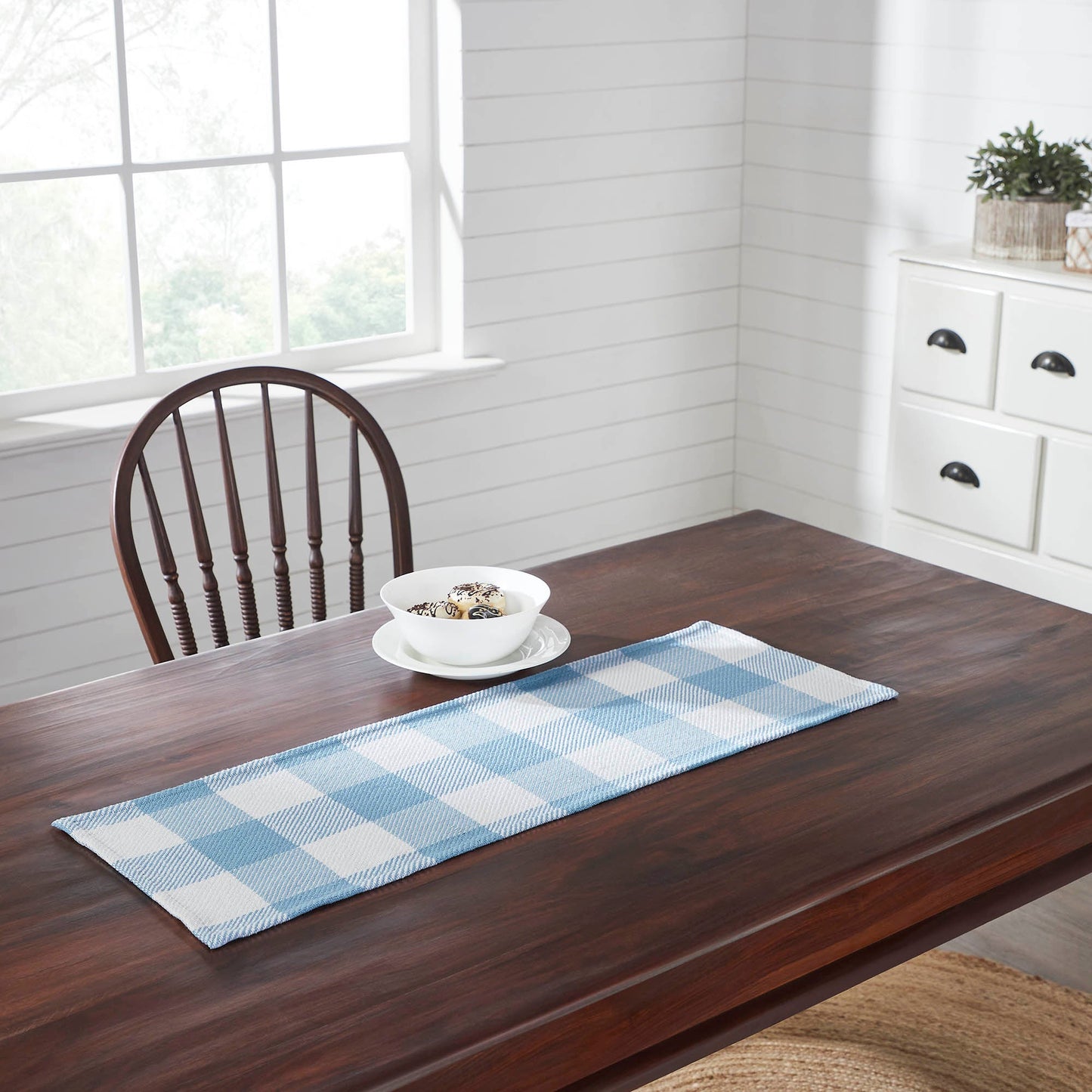 Annie Buffalo Check Blue Runner 12x36