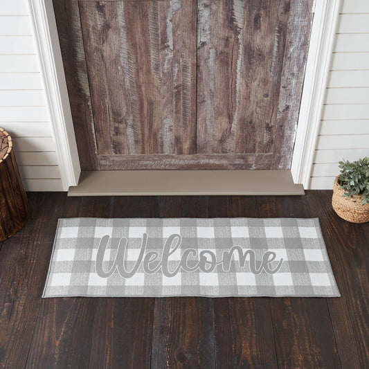 Annie Buffalo Check Grey Welcome Polyester Rug Rect 17x48