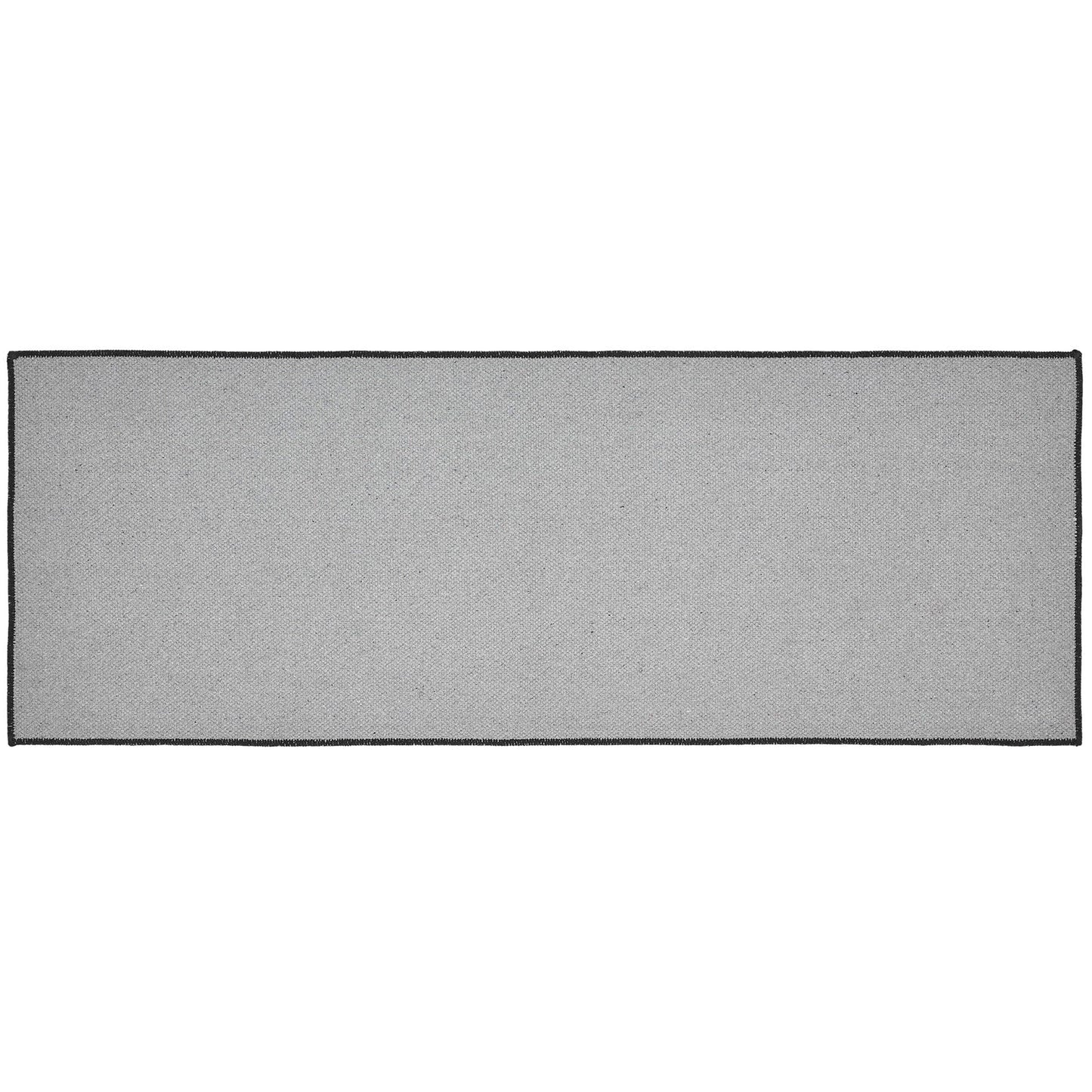 Black Check Welcome Polyester Rug Rect 17x48