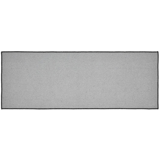 Black Check Welcome Polyester Rug Rect 17x48